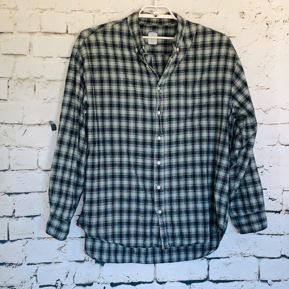 Men's Old Navy Western Shirt Black/Grey Plaid XL